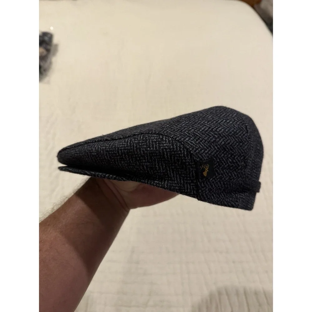 Mucros Weavers Workshop Irish tweed Hounds Tooth flat cap peaky size medium